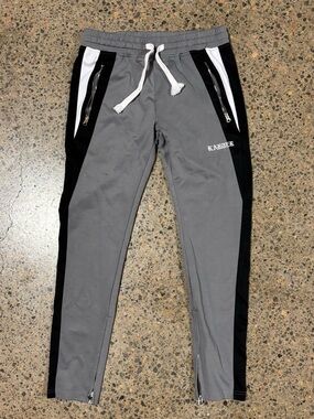 Karter Collection Sweatpants (Men’s Large) Striped, Gray, Black, White, Skinny